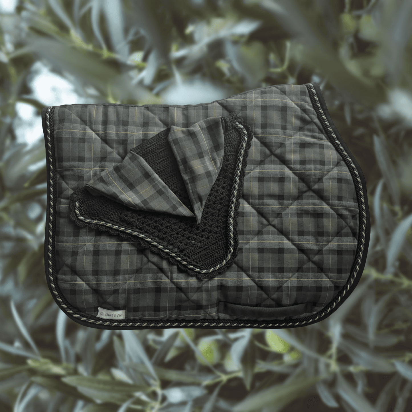 Set Sottosella e Cuffia Tartan Green