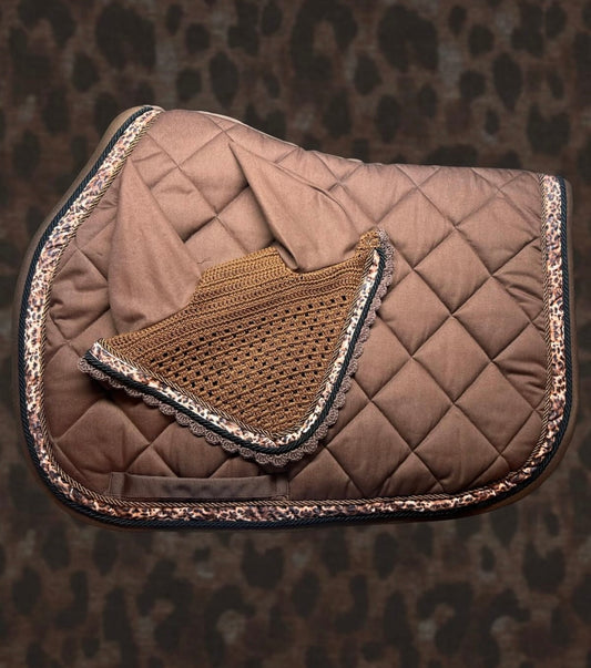 Set Sottosella e Cuffia Brown Leopard