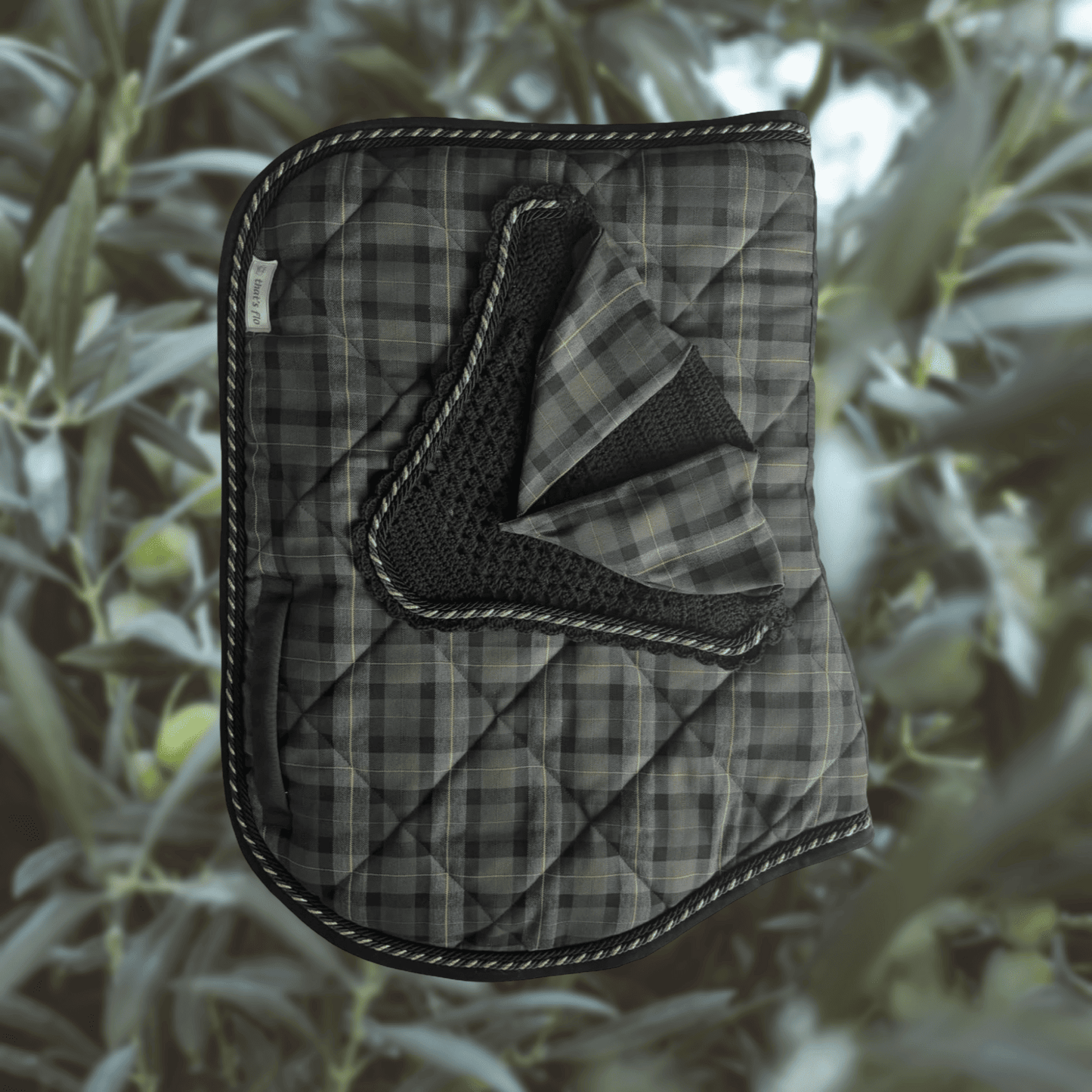 Set Sottosella e Cuffia Tartan Green